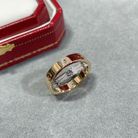 [Promax Jewelry]LOVE PINK GOLD SILVER DIAMOND DOUBLE RING
