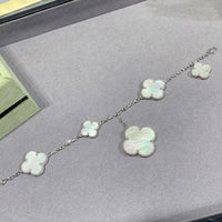 [Promax Jewelry]CLOVER 5 MOTIF WHITE MOP SILVER BRACELET
