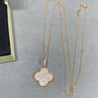 [Promax Jewelry]CLOVER 25MM LARGE PEDANT DIAMOND PAVED LONG NECKLACE