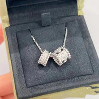 [Promax Jewelry]PERLEE DOUBLE PENDANT SILVER DIAMOND NECKLACE
