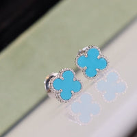 [Promax Jewelry]CLOVER MINI TURQUOISE SILVER STUD EARRINGS