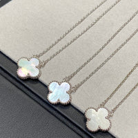 [Promax Jewelry]CLOVER MEDIUM SILVER WHITE MOP NECKLACE
