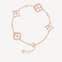[Promax Jewelry]STAR AND SUN 4 MOTIF WHITE MOP PINK GOLD BRACELET