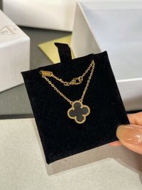[Promax Jewelry]CLOVER ROCK CRYSTAL ROSE GOLD NECKLACE