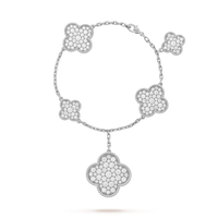 [Promax Jewelry]CLOVER 6 MOTIFS SILVER DIAMOND BRACELET
