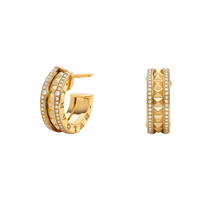 [Promax Jewelry]ZERO 1 ROCK GOLD EARRINGS WITH STUDDED SPIRAL AND PAVED DIAMONDS