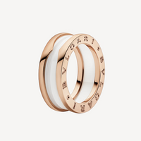[Promax Jewelry]ZERO 1 TWO-BAND LOOPS AND WHITE CERAMIC SPIRAL PINK GOLD RING