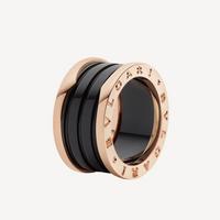 [Promax Jewelry]ZERO 1 FOUR-BAND LOOPS AND BLACK CERAMIC SPIRAL PINK GOLD RING