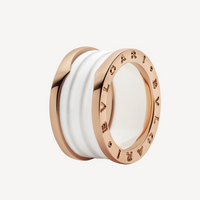 [Promax Jewelry]ZERO 1 FOUR-BAND LOOPS AND WHITE CERAMIC SPIRAL PINK GOLD RING
