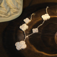 [Promax Jewelry]CLOVER BRACELET 5 MOTIF SILVER DIAMOND PAVED