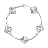 [Promax Jewelry]CLOVER 5 MOTIF SILVER DIAMOND BRACELET