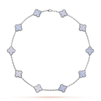 [Promax Jewelry]CLOVER 10 MOTIFS BLUE CHALCEDONY NECKLACE
