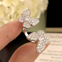 [Promax Jewelry]TWIN SILVER BUTTERFLY DIAMOND RING
