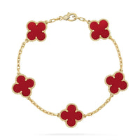 [Promax Jewelry]CLOVER 5 MOTIFS RED AGATE  BRACELET