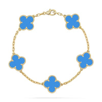 [Promax Jewelry]CLOVER 5 MOTIFS BLUE AGATE BRACELET