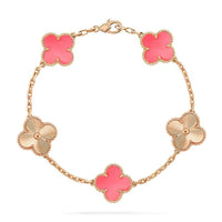 [Promax Jewelry]CLOVER BRACELET 5 MOTIF PINK AND PINK GOLD
