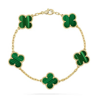[Promax Jewelry]CLOVER 5 MOTIFS MALACHITE BRACELET