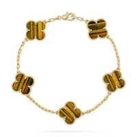 [Promax Jewelry]CLOVER  5 MOTIFS TIGER EYE BRACELET