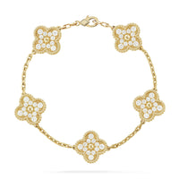 [Promax Jewelry]CLOVER 5 MOTIFS  FULL DIAMOND BRACELET