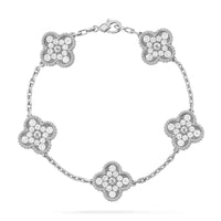 [Promax Jewelry]CLOVER 5 MOTIFS  DIAMOND BRACELET SILVER