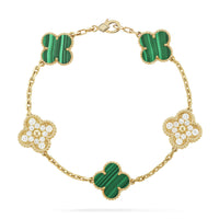 [Promax Jewelry]CLOVER  5 MOTIF MALACHITE DIAMOND BRACELET