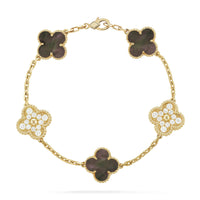 [Promax Jewelry]CLOVER 5 MOTIF GRAY MOP DIAMOND BRACELET