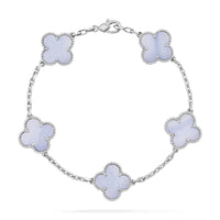 [Promax Jewelry]CLOVER  5 MOTIF PURPLE CHALCEDONY BRACELET SILVER