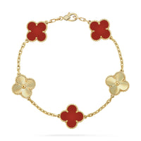 [Promax Jewelry]CLOVER  5 MOTIFS CARNELIAN GOLD BRACELET