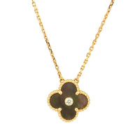 [Promax Jewelry]CLOVER 15MM DIAMOND AND MOTHER-OF-GREY NECKLACE