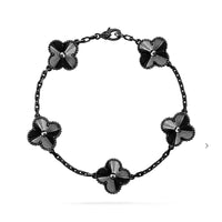 [Promax Jewelry]CLOVER 5 MOTIF BLACK BRACELET