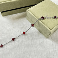 [Promax Jewelry]CLOVER 6 MOTIF RED AGATE BRACELET