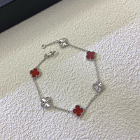 [Promax Jewelry]CLOVER 6 MOTIF RED AGATE LASER BRACELET