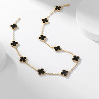 [Promax Jewelry]CLOVER 10 MOTIFS ONYX NECKLACE