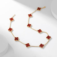[Promax Jewelry]CLOVER 10 MOTIFS CARNELIAN NECKLACE