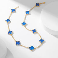 [Promax Jewelry]CLOVER 10 MOTIFS BLUE AGATE NECKLACE