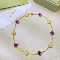 [Promax Jewelry]CLOVER 10 MOTIFS  PURPLE VIOLET DIAMOND NECKLACE