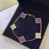 [Promax Jewelry]CLOVER  5 MOTIFS  PURPLE VIOLET DIAMOND BRACELET