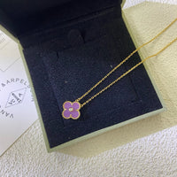 [Promax Jewelry]CLOVER 15MM DIAMOND  PURPLE VIOLET NECKLACE