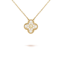 [Promax Jewelry]CLOVER 15MM DIAMOND SINGLE FLOWER NECKLACE