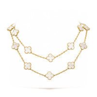 [Promax Jewelry]CLOVER 20 MOTIFS WHITE MOP NECKLACE