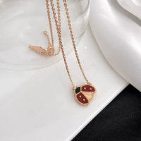[Promax Jewelry]LUCKY  CARNELIANS LADYBUG NECKLACE