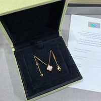 [Promax Jewelry]CLOVER 15MM PINK MOTHER-OF-PEARL SINGLE FLOWER NECKLACE