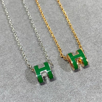 [Promax Jewelry]POP H GREEN NECKLACE SILVER AND GOLD