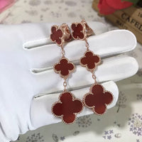 [Promax Jewelry]CLOVER 3 MOTIF CARNELIAN DROP EARRINGS