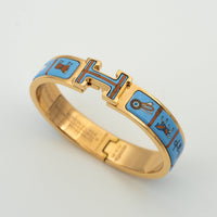 [Promax Jewelry]H PINK GOLD BRACELET BLUE CERAMIC