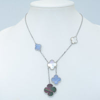 [Promax Jewelry]CLOVER MOP CHALCEDONY NECKLACE SILVER 6 MOTIF
