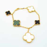 [Promax Jewelry]CLOVER BRACELET 5 MOTIFS ONYX MOP