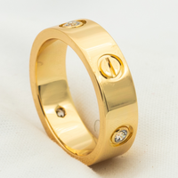 [Promax Jewelry]LOVE RING 5.5MM 3 DIAMONDS PINK GOLD