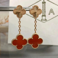 [Promax Jewelry]CLOVER 2 MOTIF  LASER CARNELIAN EARRINGS