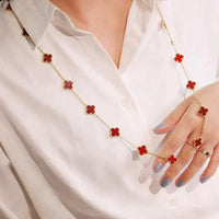 [Promax Jewelry]CLOVER 20 MOTIFS CARNELIAN NECKLACE
